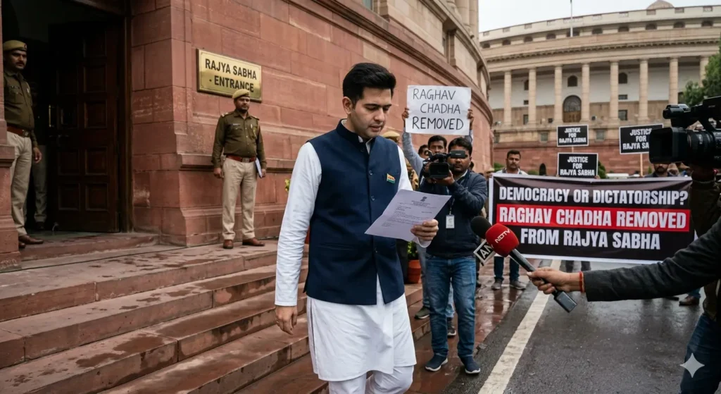 Raghav Chadha escorted from Rajya Sabha