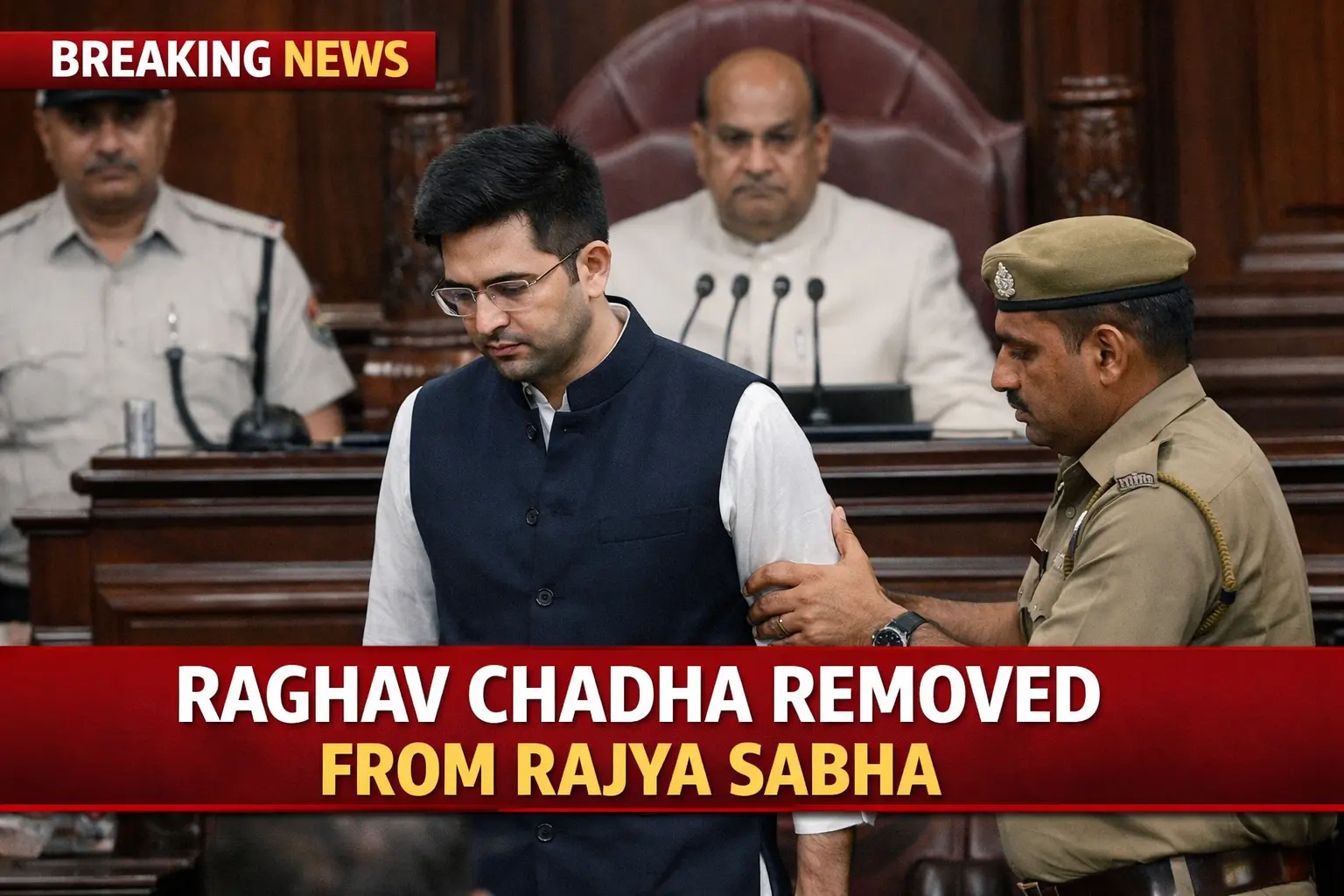 Raghav Chadha escorted from Rajya Sabha